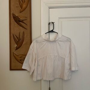 Everlane Cream High-Neck Blouse